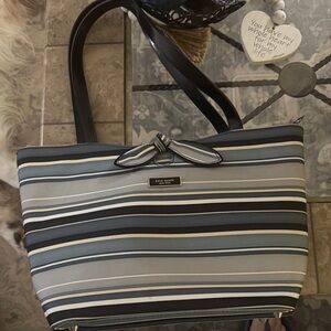 Kate Spade Blue and White Striped Tote